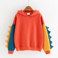 thumbnail image 1 of Linda sudadera de moda de dibujos animados para mujer, sudadera informal con estampado de dinosaurios, sudaderas con capucha de empalme de manga larga, Tops, suéter con capucha Irregular, 1 of 5