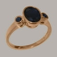 thumbnail image 2 of LBG British Made Traditional Solid 10k Rose Gold Ring with Natural Sapphire Womens Promise Ring - 33 size options - Size 4.25, 2 of 6
