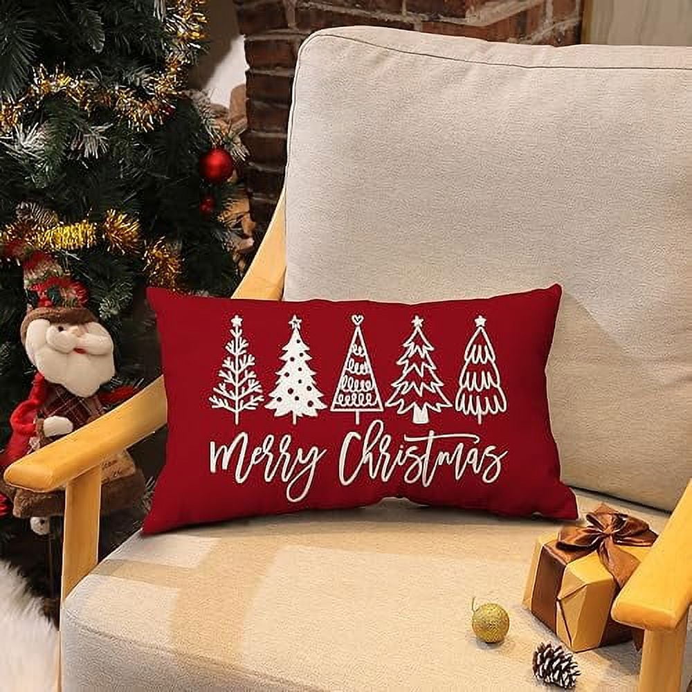  Cirzone Christmas Pillow Covers 12x20 Christmas Tree Christmas  Pillows Christmas Decor Farmhouse Christmas Throw Pillow Covers Set of 4  Christmas Decorations for Home : Everything Else