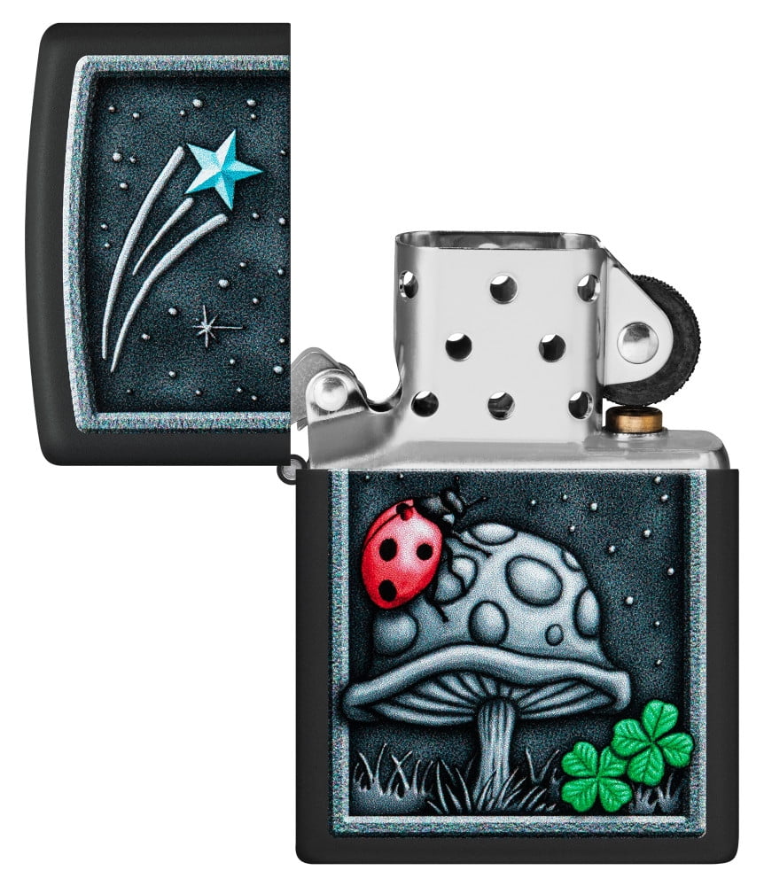 Zippo 48724 Ladybug Design Black Matte Metal Windproof Lighter