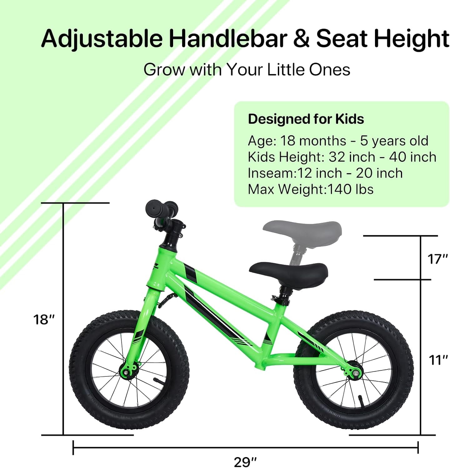 Height for 12 inch bike sale