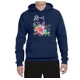 thumbnail image 2 of Cute Hearts and Flowers Blessed Inspirational/Christian Unisex Graphic Hoodie Sweatshirt, Navy, Small, 2 of 3
