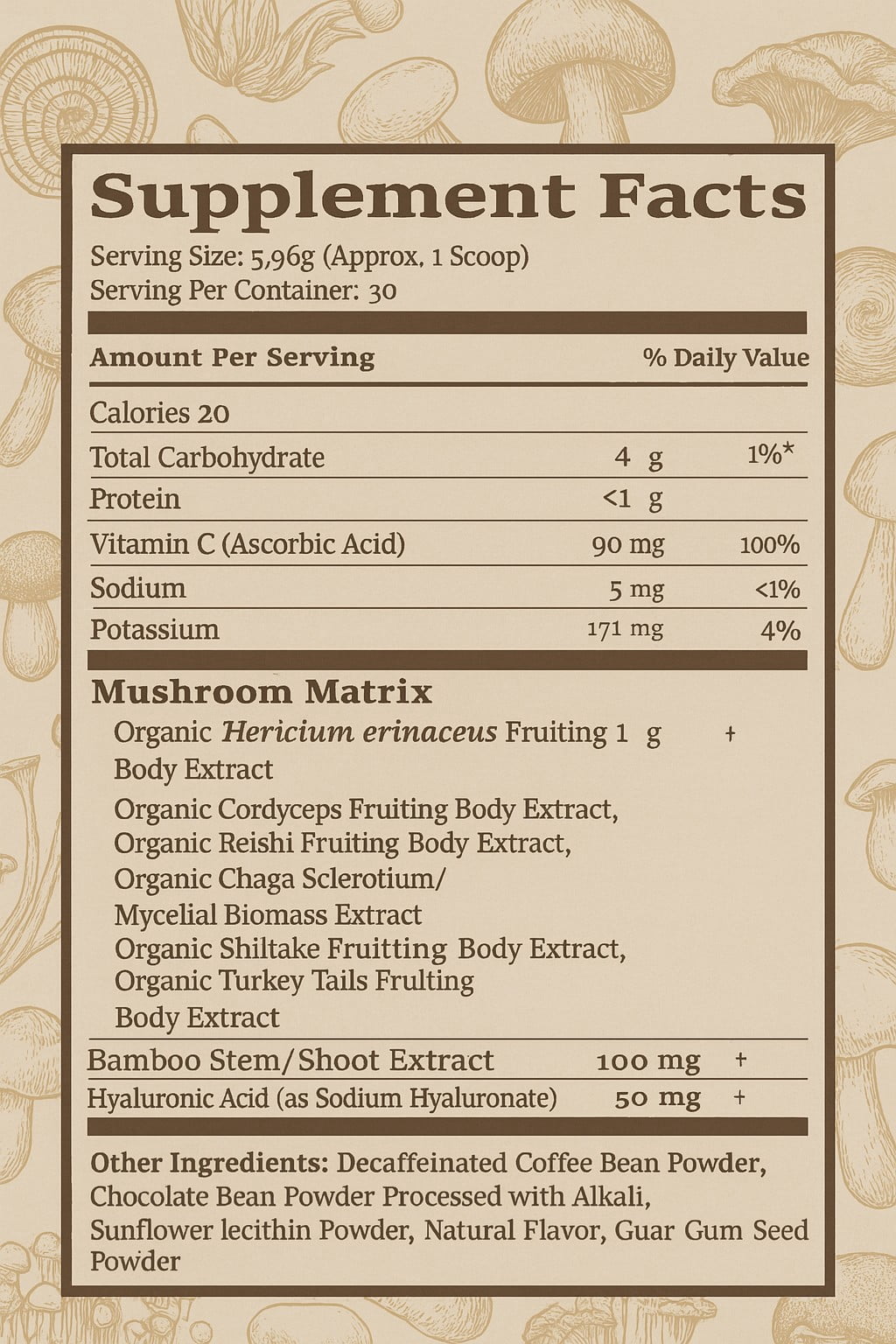 Essence & Rituals Mushroom Coffee Blend- Decaffeinated/Caffeinated Instant Coffee with Lion's Mane, Reishi, Chaga, Cordyceps- Gut, BRain, Focus & Energy Support- 30 Servings (Decaffeinated)