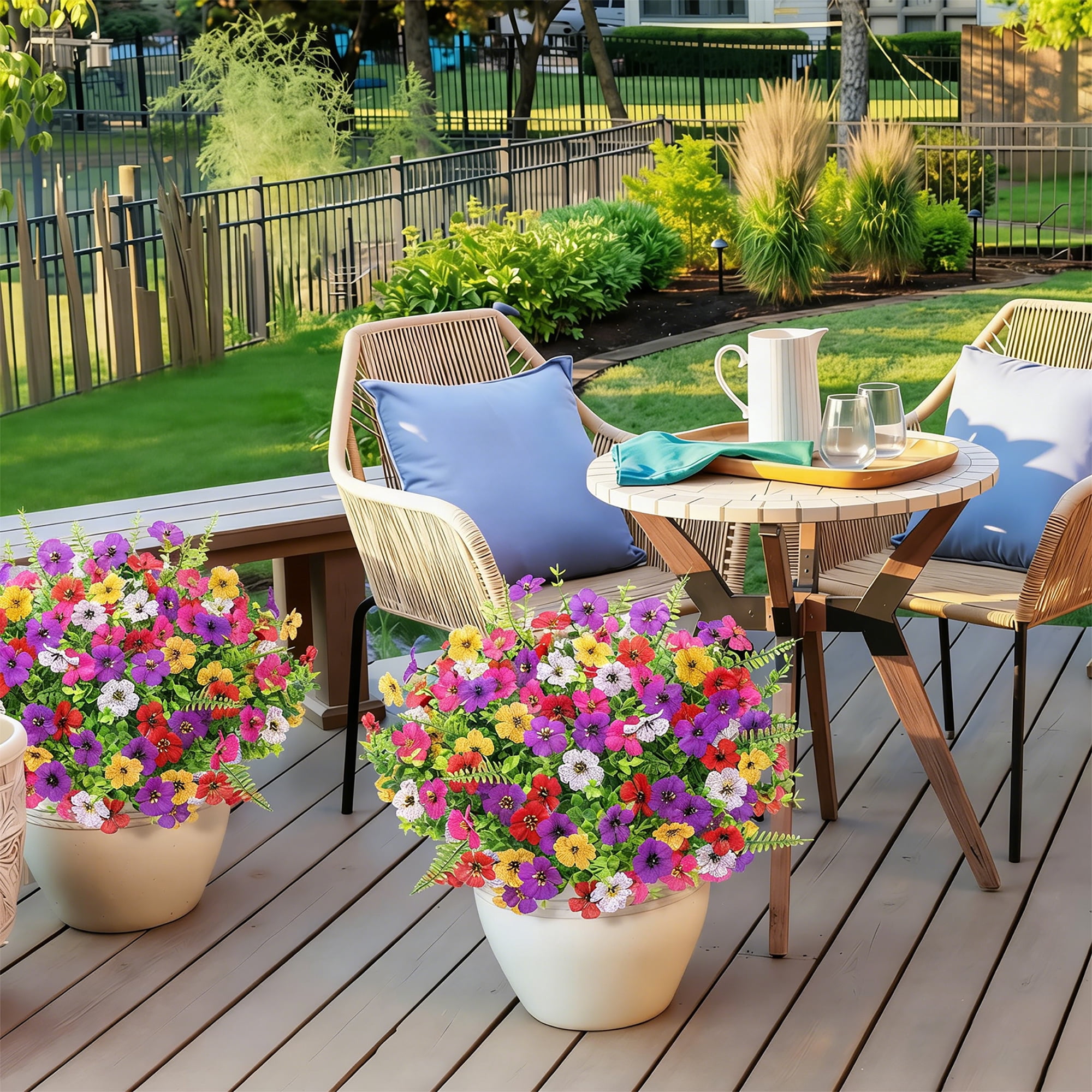 Scidweet Artificial Flowers, 18 Bundles Faux Fake Silk Flower Plants for Outdoors Spring Summer Patio Garden Porch Yard Home Decor