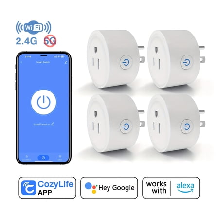 Smart Plugs 4 Pack, WiFi Outlets with Remote Voice Control Timer, Alexa Google Home Compatible, No Hub Required for Home Electronics