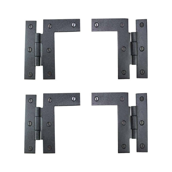 Renovators Supply Black Cabinet Hinges 3.5 in HL Offset Hinge Pair Left and Right Wrought Iron Kitchen Cabinet Hinge w/Hardware Pack of 2