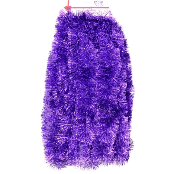 Festive, Holiday Tinsel Garland. 25 Ft. Super Ultra Lush, Extra Thick Multi-Layer Foil Tinsel: Fetival, Christmas, Valentine's Day, Birthday, Celebration, Party, Special Event. Color: Purple