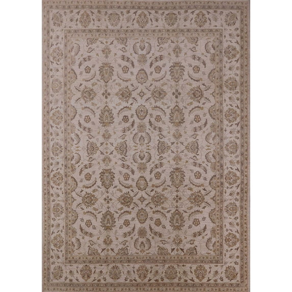 Ahgly Company Indoor Rectangle Mid-Century Modern Khaki Rose Pink Oriental Area Rugs, 3' x 5'