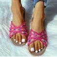 thumbnail image 4 of Women Linen Open Toe Slippers Cross Strap House Non Slip Slides Indoor Summer Soft Comfy Slippers, 240, 4 of 8