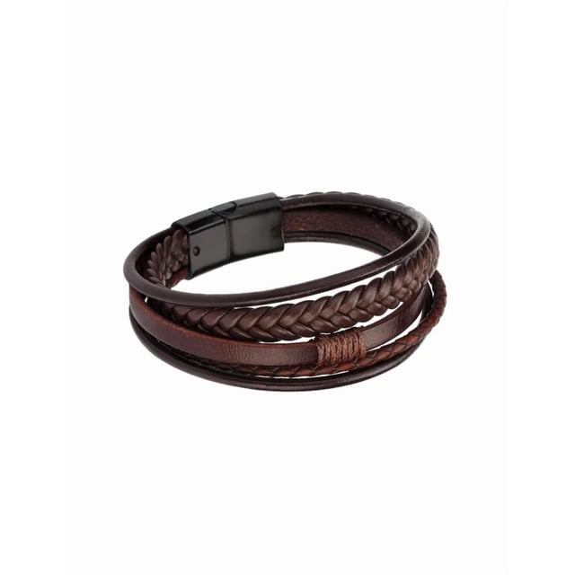 Pulsera Xtella Trenzada Hombre Mujer Broche Magnético Color Café Largo 20 cm