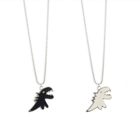 lanema Trendy Black White Dinosaur Necklace Unisex Simple Funny for Lover Couple Friendship Fashionable Holiday Gifts
