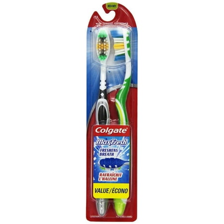 Colgate Max Fresh Full Head Adult Toothbrush, Medium - Twin Pack