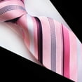 thumbnail image 2 of MENDENG Pink 3.15" Adjustable Zipper Ties for Men Woven Striped Neckties for Dances Party Fashion, 2 of 4