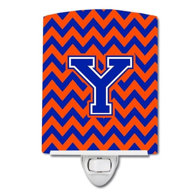 Carolines Treasures CJ1044-YCNL Letter Y Chevron Orange & Blue Ceramic Night Light