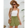 thumbnail image 2 of Chiclily Women's Shorts High Waist Drawstring Shorts Summer Loose Beach Shorts with Pockets, Green L, 2 of 7