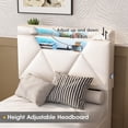 thumbnail image 3 of VEANERWOOD Twin Bed Frame with Storage Headboard and 4 DrawersUpholstered Plarform with Built in Charging Station and Adjustable Led Lights, Beige, 3 of 10