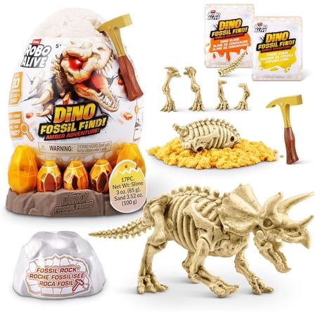 Robo Alive Fossil Find! AMBER ADVENTURE Mystery Pack (Triceratops)