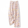 thumbnail image 2 of Tnhcen Women's Summer Floral Print Cotton Palazzo Pants Lightweight Boho Wide Leg Trousers Free Size Beach Vacation Casual Loungewear, 2 of 5