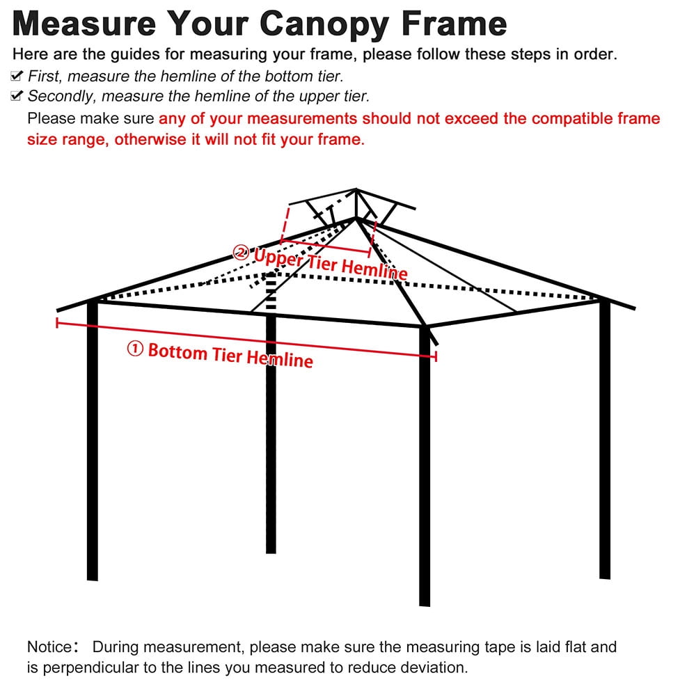 Yescom 2 Tier 12x12 Outdoor Canopy Top Cover Replacement for Harbor Gazebo GFS01250A