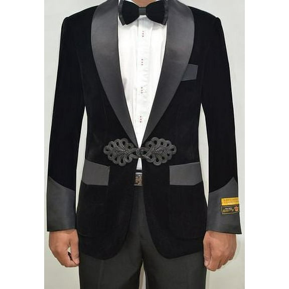 Mens Black Velvet Shawl Collar Jacket Alberto Smoking