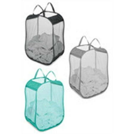Whitmor 6880-983-AST Assorted Color Mesh Fabric Collapsible Laundry Bag 11 in.( 2 pack color black)