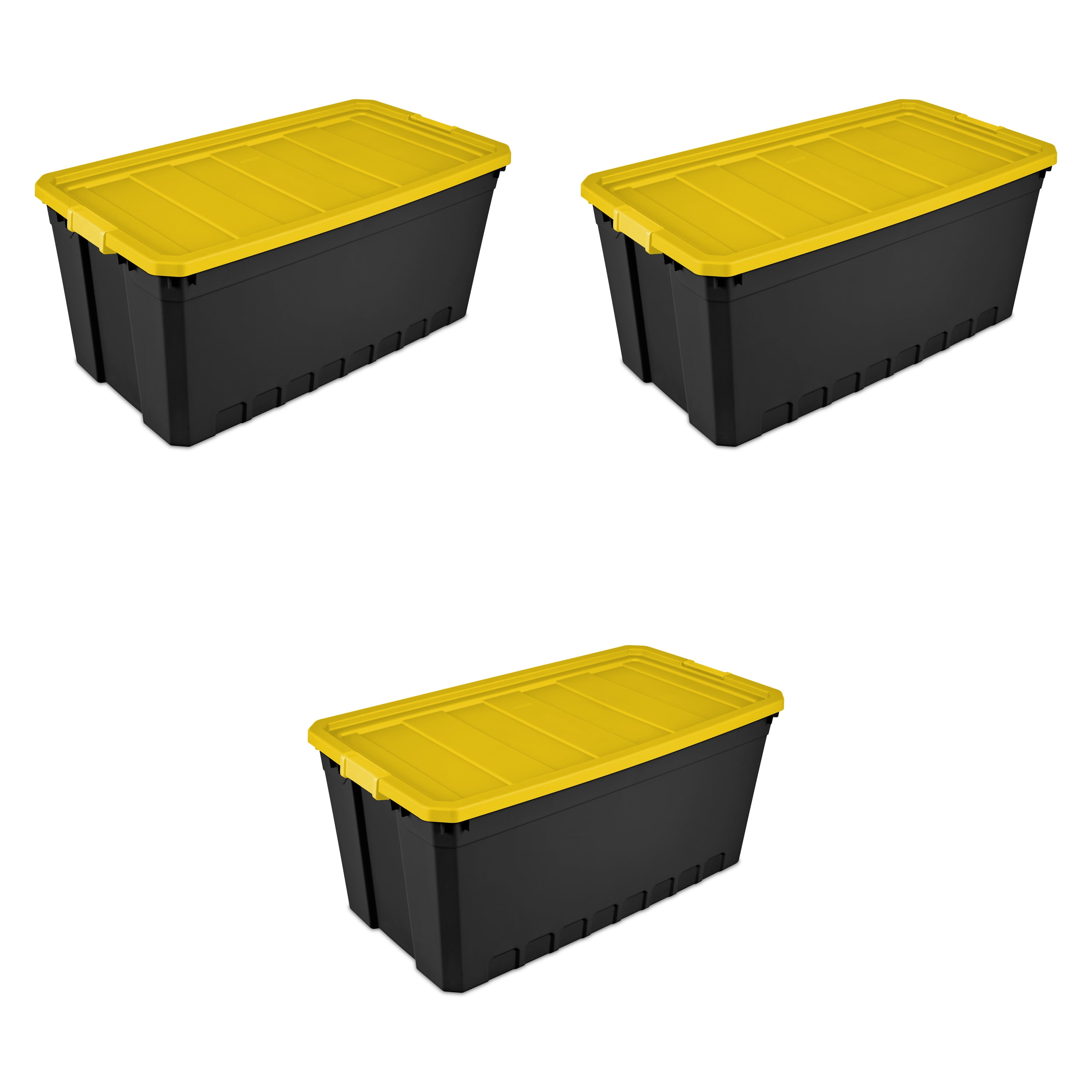 Sterilite 4 Gal Stacker Tote Yellow Lily Storage Container Organize Case of 6 