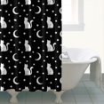 thumbnail image 4 of Black White Cat Moon Star Pattern Shower Curtain 84"x72" ,Bathroom Decorative Shower Curtains Set with 12 Hooks,Modern Waterproof Washable Shower Curtain, 4 of 6