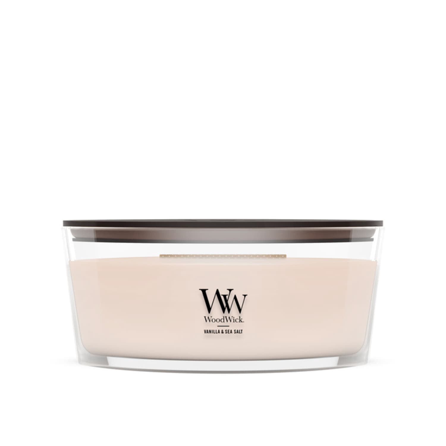 (2 pack) WoodWick Ellipse Scented Candle, Vanilla & Sea Salt Scent, Crackles as it Burns, Up to 50 hours Burn Time, Premium Soy blend, Perfect for gifting, 16oz