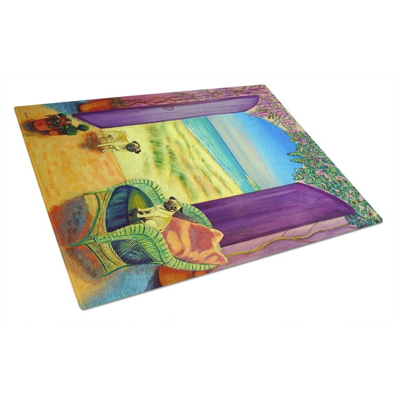 Caroline's Treasures Pug Glass Cutting Board Large
