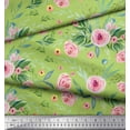 thumbnail image 3 of Soimoi Green Cotton Duck Fabric Leaves & Ranunculus Floral Print Fabric by the Yard 42 Inch Wide, 3 of 3