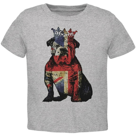 English British Bulldog Crown Grunge Flag Toddler T Shirt Heather 4T