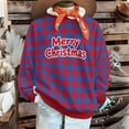thumbnail image 4 of Hoodless Sweatshirt for Women Christmas Checkered Letter Printed Round Neck Casual Sports Long Sleeved Sweater With Fleece, 4 of 9