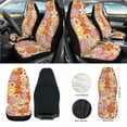 thumbnail image 2 of Renewold Hippie Flower Front Car Seat Covers Full Set 12 PCS with Steering Wheel Cover Seat Belt Pads Armrest Cover Coasters Trash Bin Hanging Storage Bag Cup Holders Rearview Mirror Cover Key Ring, 2 of 7