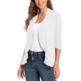 thumbnail image 4 of Anyfit Wear Women Casual Lightweight Cardigan Open Front 3/4 Sleeve Office Wear Solid Knit Cardigan Sweater White XL, 4 of 6
