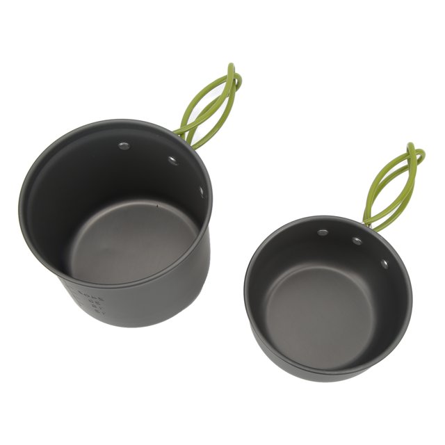 Ensemble de Cuisine de Camping, Kit de Cuisine de Randonnée Anti-Brûlure Portable Haute Résistance Inodore Forte Capacité de Charge pour Extérieur Poignée Orange, Poignée Verte