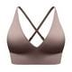 thumbnail image 1 of Sujetador deportivo largo con cuello en V para mujer - Tirantes finos ajustables - Top de yoga y fitness con copas acolchadas - Ropa deportiva de nailon y spandex, 1 of 8
