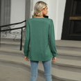 thumbnail image 5 of SWSMCLT Women's Soft Shirt Fall Top Summer Light Spring Ruched Crew Neck Date Night Long Sleeve Rayon Loose Fit Dark Green X-Large, 5 of 5