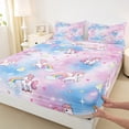 thumbnail image 3 of Castle Fairy Kawaii Rainbow Unicorn Girl 4 Pieces Queen Sheet Sets,Starry Sky Ultra Soft Flat Sheet,Abstract Gradient Queen Fitted Sheet,Lightweight Room Decor, 3 of 7