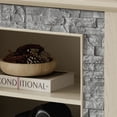 thumbnail image 4 of CQSXDA Large 58 Inch TV Stand with 2-Door Storage, Sleek Faux Stone Entertainment Center in Grey for Modern Living Rooms，White, 4 of 12