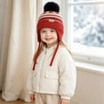 thumbnail image 2 of Xijirk Kids Winter Knit Beanie Pom Hat With Ear Warm Lined Cap for Outdoor Cold Weather for Toddlers Boys Girls, 2 of 5