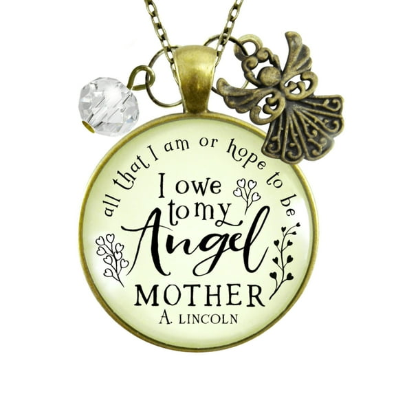 Mom Remembrance Angel Necklace All I Am Gutsy Goodness Female Adult Bronze Metal Jewelry
