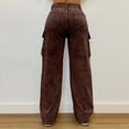 thumbnail image 4 of RYRJJ Womens Rhinestone Jeans Baggy Y2K High Waisted Straight Wide Leg Cargo Jean Trousers Sparkly Bling Glitter Denim Pants with Pockets(Brown,L), 4 of 5