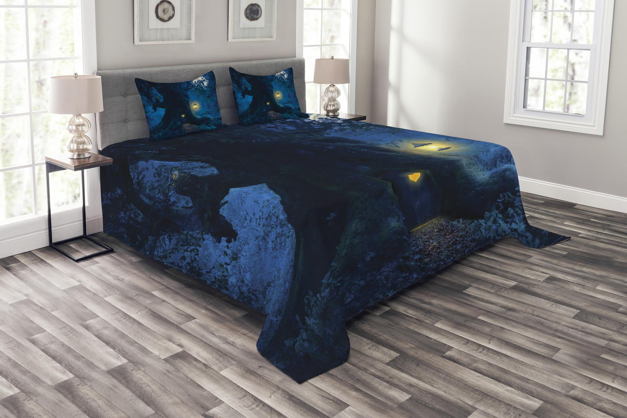 Fantasy Bedspread Set Queen Size, Magical Night With A Little Home in ...