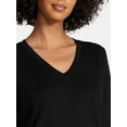 thumbnail image 5 of Time and Tru Women's Slub V-Neck Tee with Long Sleeves, Sizes XS-XXXL, 5 of 6
