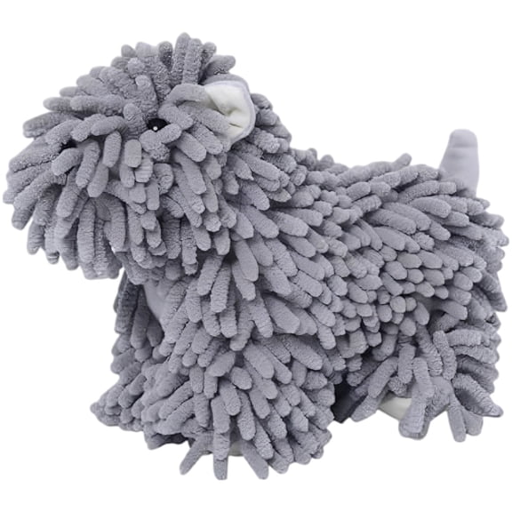 Puppy Shaped Hand Towels with Hanging Loop, Absorbent Coral Fleece Dog Towel for Bathroom, 3D Cartoon Chenille Hanging Decorative Kitchen Towel for Drying Hands, Soft Fuzzy Dog Microfiber Cloth, Grey