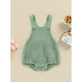 thumbnail image 2 of Qmyliery Baby Solid Color Bodysuit, Cute Wide Shoulder Straps Romper, Short One-Piece Clothes, 2 of 8
