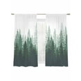 thumbnail image 7 of Green Forest Sheer Curtains 63 inches Long 2 Panels Set Nature Woodland Tree Misty Forest Silhouette Landscape Tiers Sheers Rod Pocket Small Window Short Curtains for Kitchen Cafe, Each 52" W x 63" L, 7 of 7