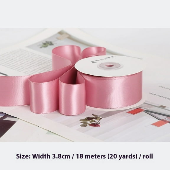 Double Faced Satin Ribbon 3.8cm x 20 Yards Double Sided Solid Polyester ribbon Ribbon for Gift Wrapping Party Hair Braids Bow Floral Arrangement Craft Supplies（quartz color）