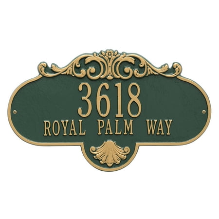 Whitehall Products 2018GG Grande Wall Two Line Rochelle Address Plaque, Green & Gold
