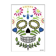 Temporary Face Makeup Stickers Day Of The Dead Sugar Flower Black Internet Red Rose Full Face Stickers Home Party Supplies